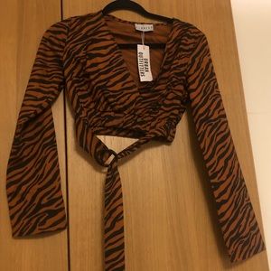 LIONESS ZEBRA WRAP TOP